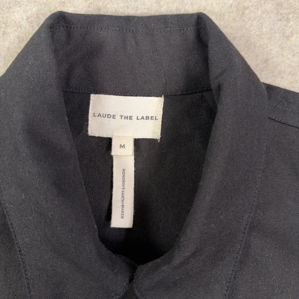 Laude The Label Cropped Canvas Chore Jacket Womens M Black 100% Organic Cotton - Picture 11 of 12